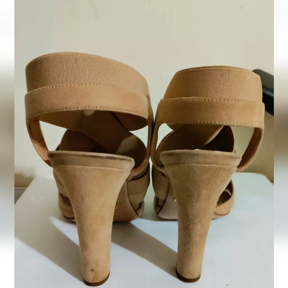 PRADA Women’s Nude/Beige Elastic Suede High Heels Sandals 36.5, 6.5. - Picture 5 of 10